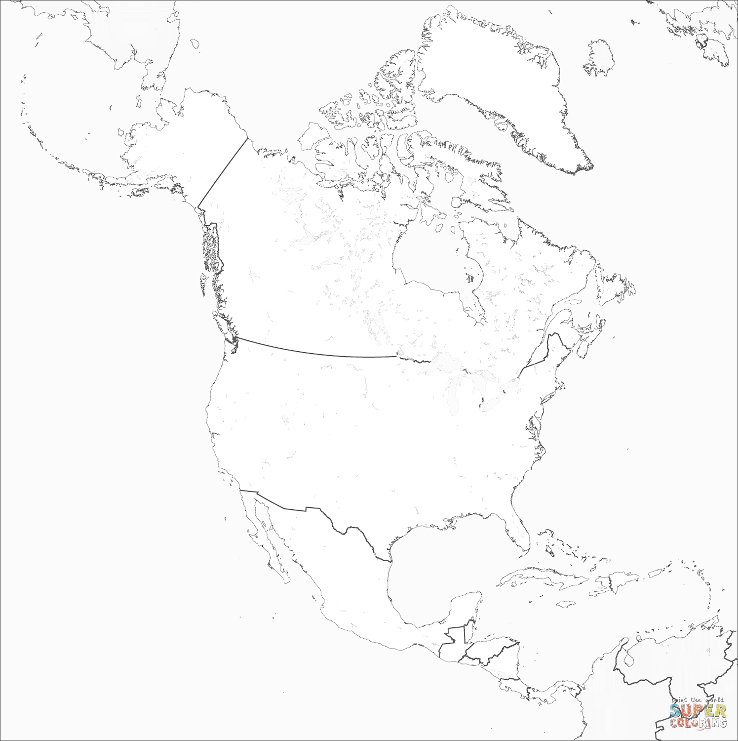 Download North America Map coloring page | Free Printable Coloring Pages