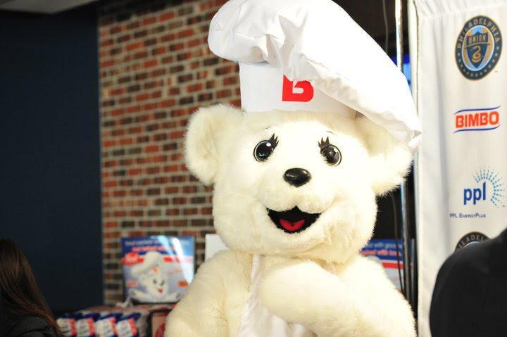Photo courtesy of Philadelphia Union on Facebook. Bimbo (BEEM boh) the Bear 