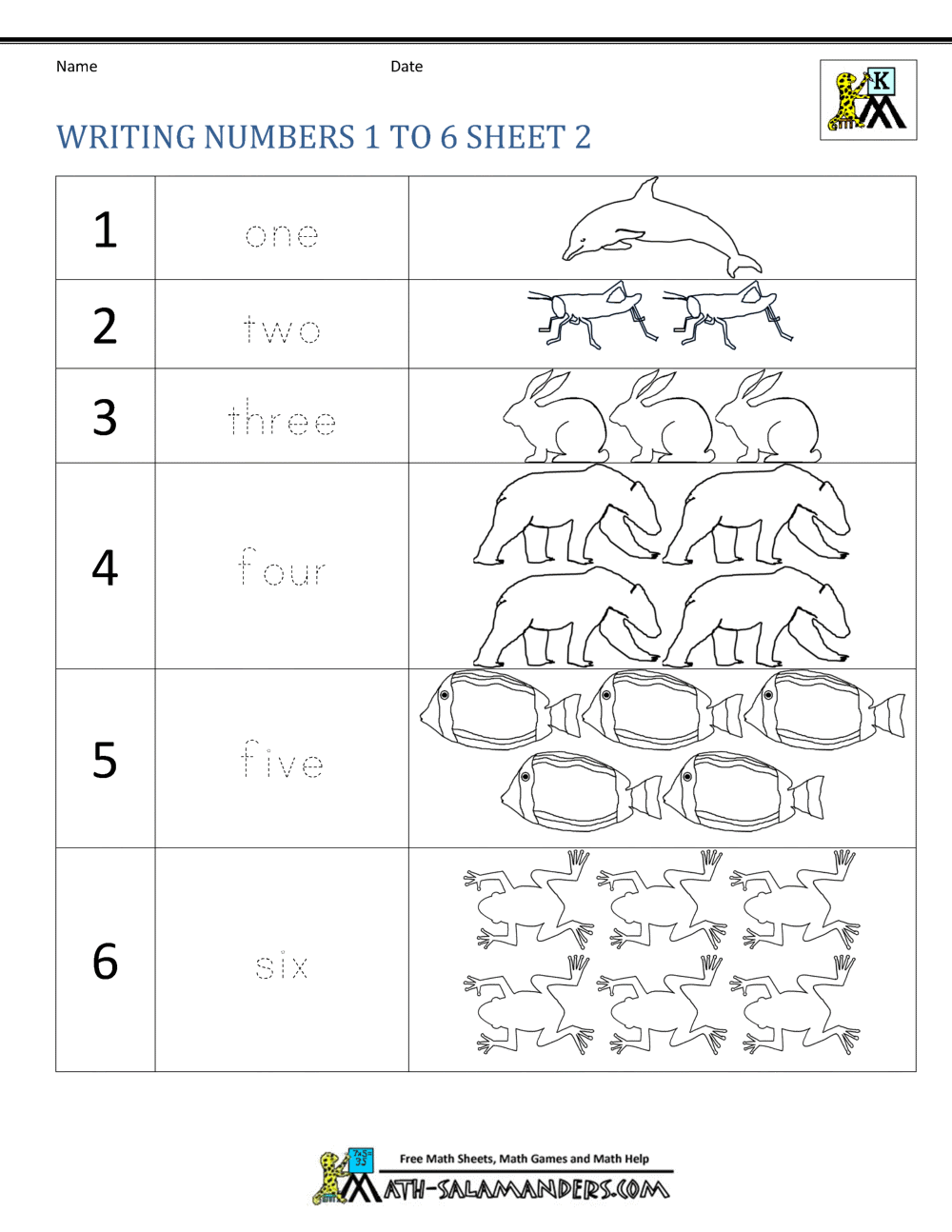 kindergarten number worksheets