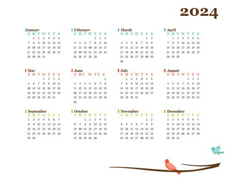  2024 yearly editable word calendar template free printable templates