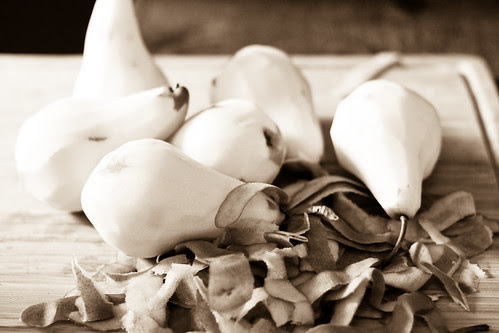 bosc pears, peeled