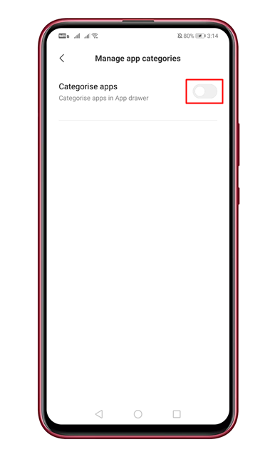 Enable the 'Categorise apps' option