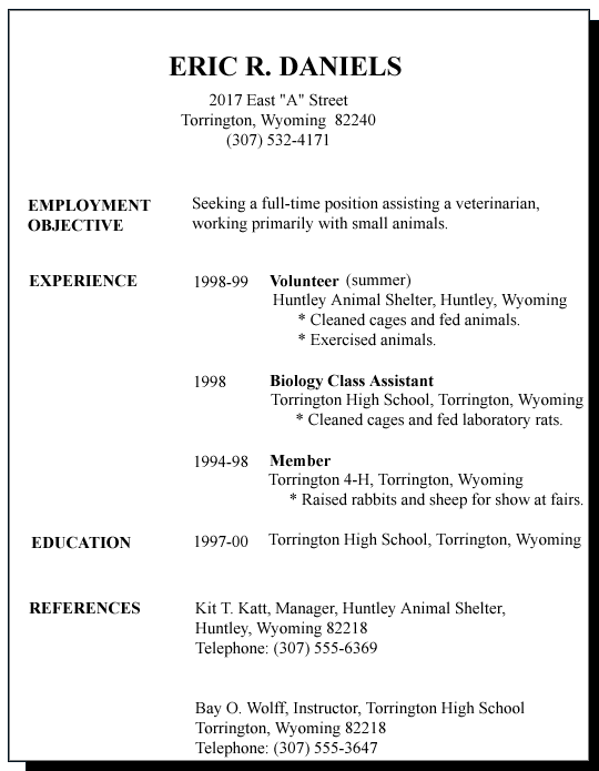 First Job Resume