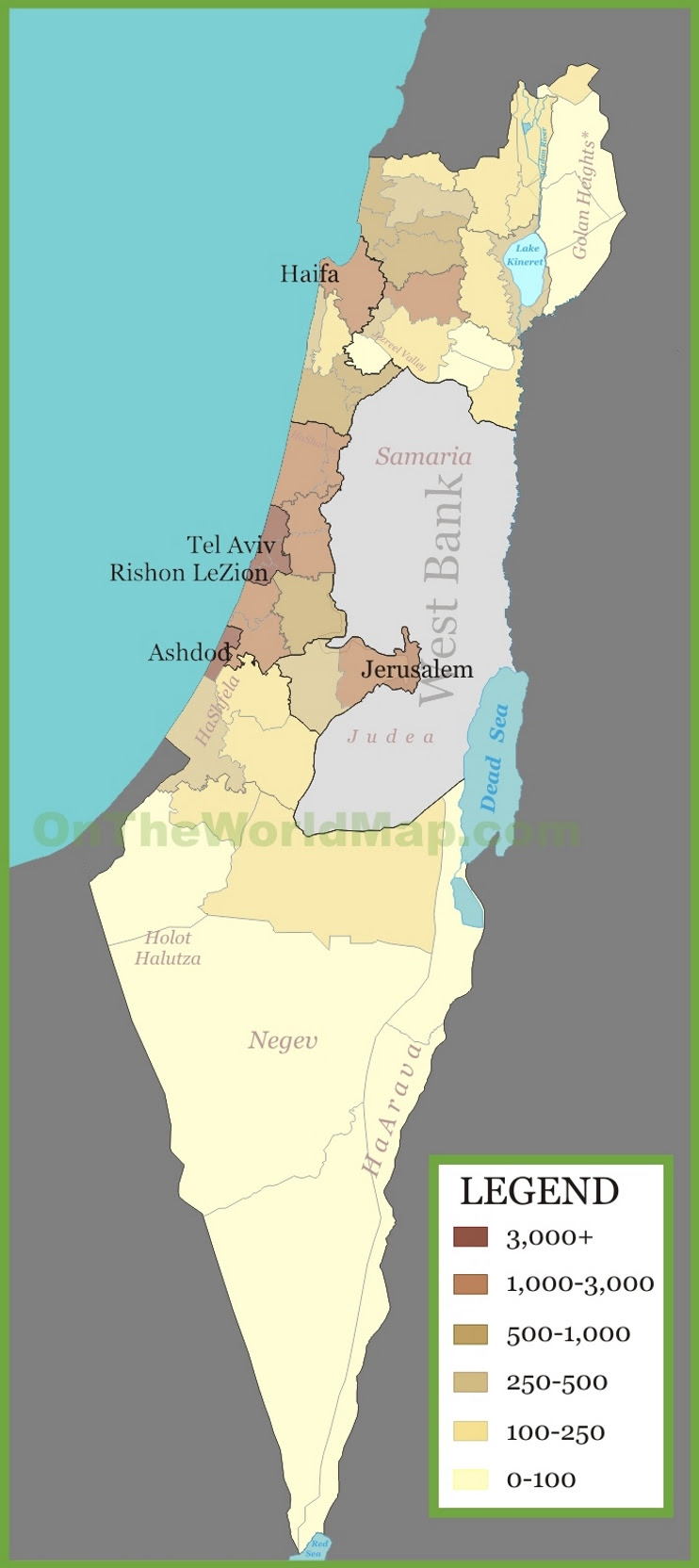 Population Density Map Of Israel Israel population density map