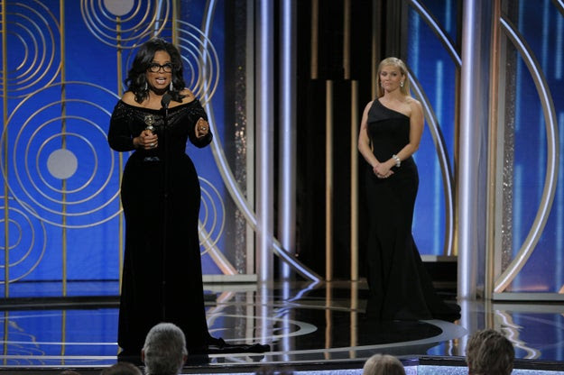 Oprah Winfrey became the first black woman to be honored with the Cecil B. DeMille Award at the Golden Globes Sunday night, delivering a stirring speech for the ages.