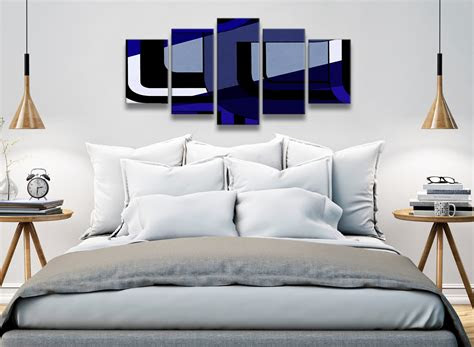 panel indigo navy blue painting abstract bedroom canvas