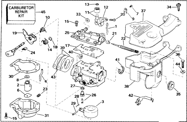 Evinrude Carburetor Parts for 1992 9.9hp E10RELENA ...