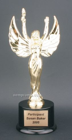 Victory Angel Figure Plastic Trophy Award W/ Round Black Victory Angel Figure Plastic Trophy Award W/ Round Black