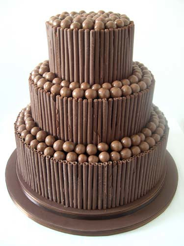 chocolate wedding cakes The best idea is to have one flavor of chocolate