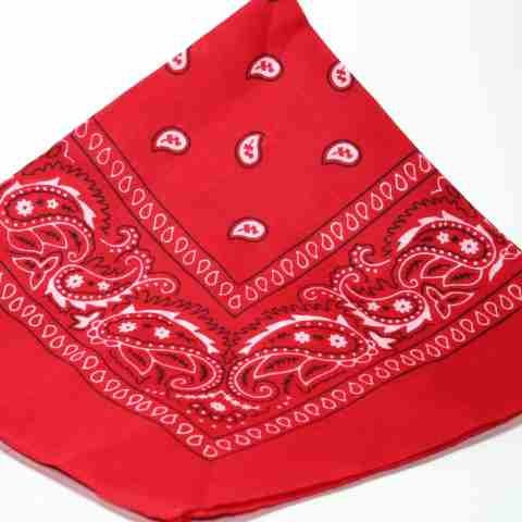 RED bandana scarf black white paisley on both sides