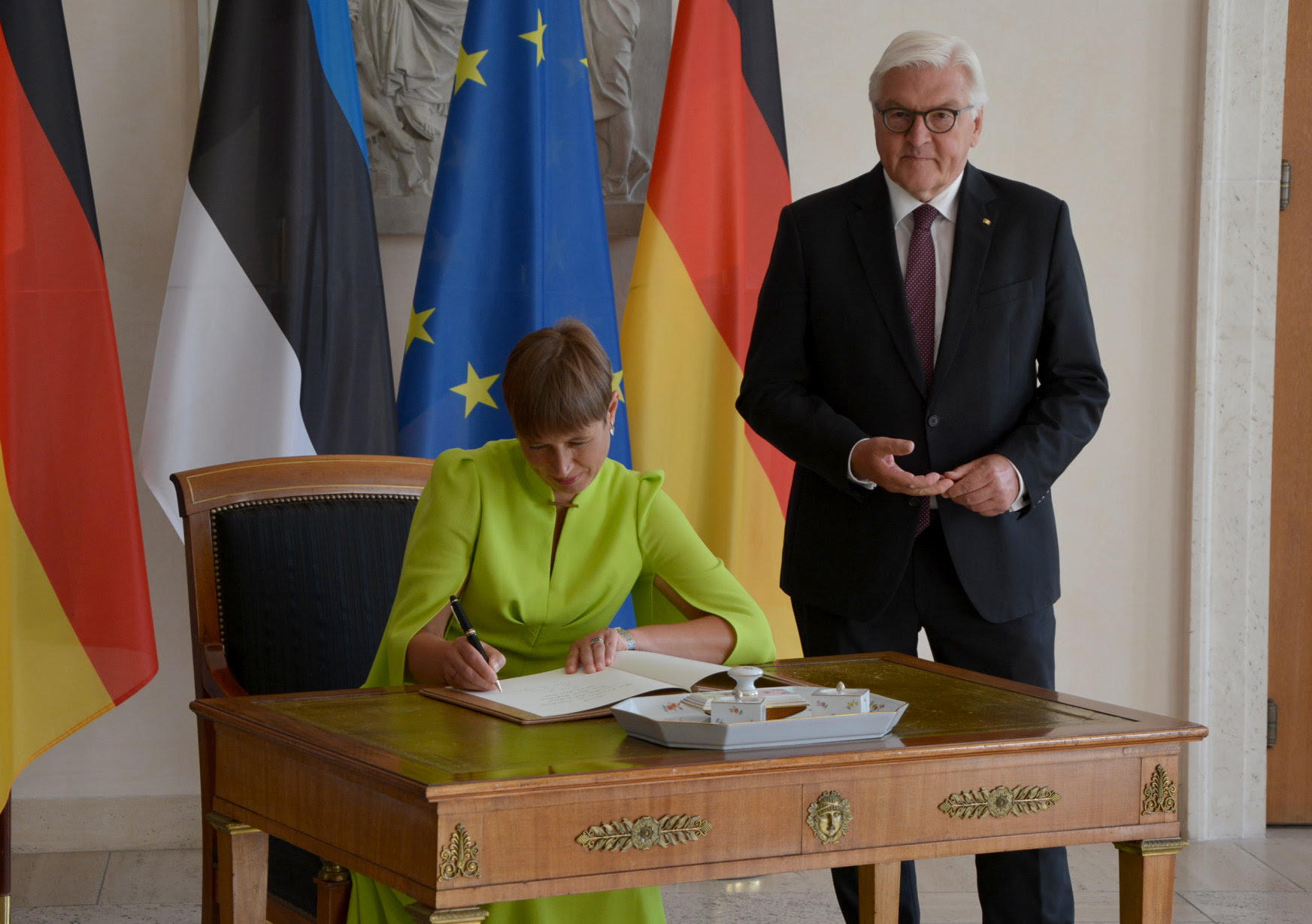 Präsidentin von Estland, Kersti Kaljulaid, zum Abendessen bei Bundespräsident Frank-Walter Steinmeier im Schloss Bellevue