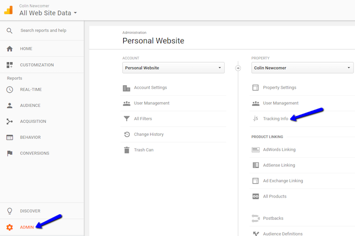 Google Analytics Tracking Info