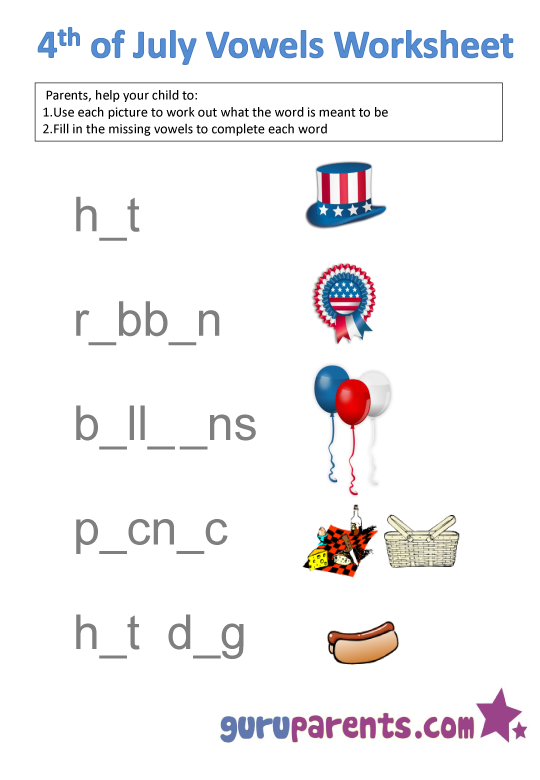 4th of July Worksheets | guruparents