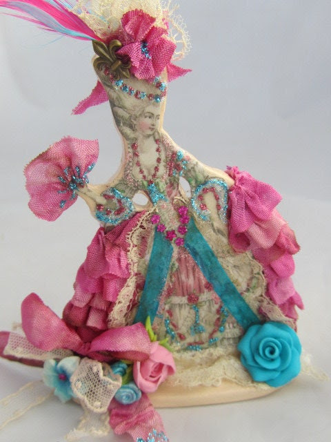shabby chic decoration boudoir Marie Antoinette ceramic art doll SRAJD