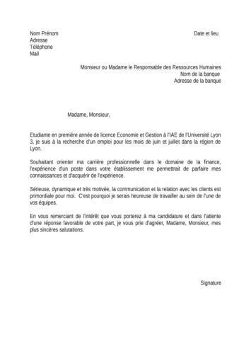 Job d'été banque, lettre motivation - document à ...