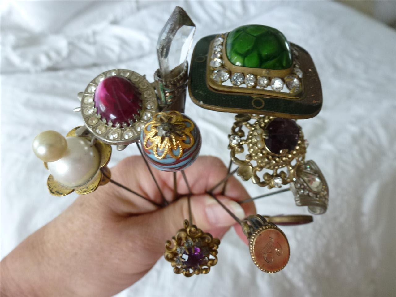 Lot Antique Victorian Hat Pins Amethyst Rhinestone Vintage