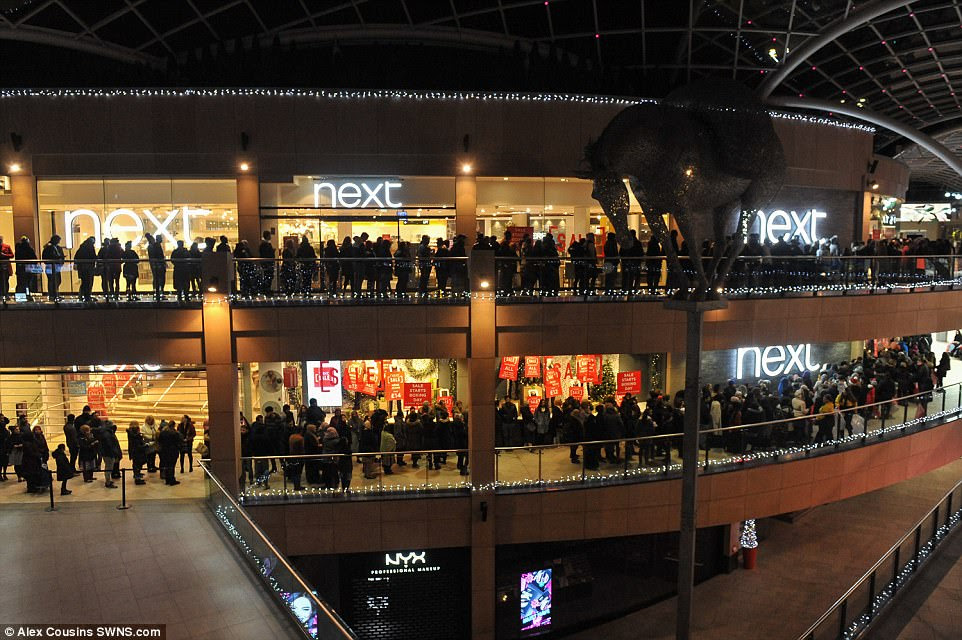 At the Trinity shopping centre in Leeds, every floor was filled with shoppers young and old hoping to find a bargain