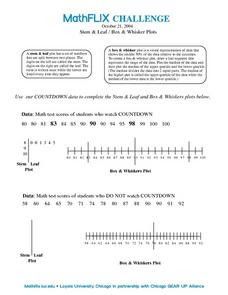 Stem & Leaf / Box & Whisker Plots Worksheet for 8th Grade ...