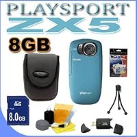 Kodak PlaySport HD Waterproof Pocket Video Camera - Aqua 8GB Accessory Saver Bundle