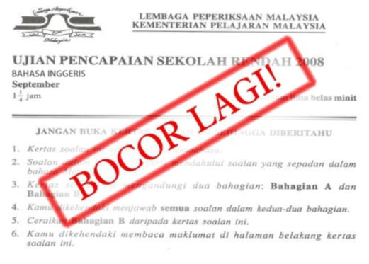 Kertas Bahasa Inggeris UPSR bocor, calon perlu duduki 
