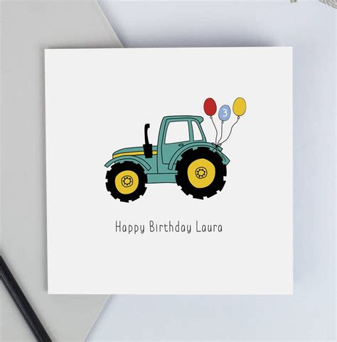  tractor birthday card with personalised name and age by lizzie