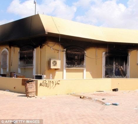 Damages after an attack on the U.S. Consulate by protesters angry over a film that ridiculed Islam's Prophet Muhammad in Benghazi, 