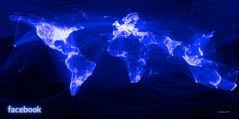 World Map Blue Background. The map displays friendships