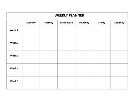 Blank calendar pages and templates for excel. template for monday to friday calendar template printable