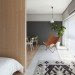 Sinato, Japan, japanese apartments, apartment renovation, open plan, open plan layout, south facing, l-shaped partition, glass panels, wooden partition, concrete, white painted walls, natural light, cross ventilation