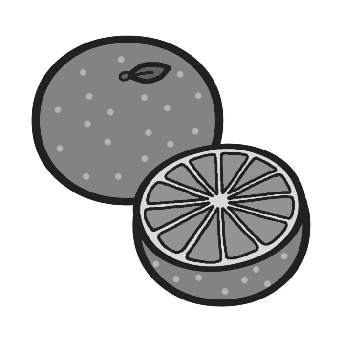 みかん モノクロ 果物 食べ物 無料イラスト素材