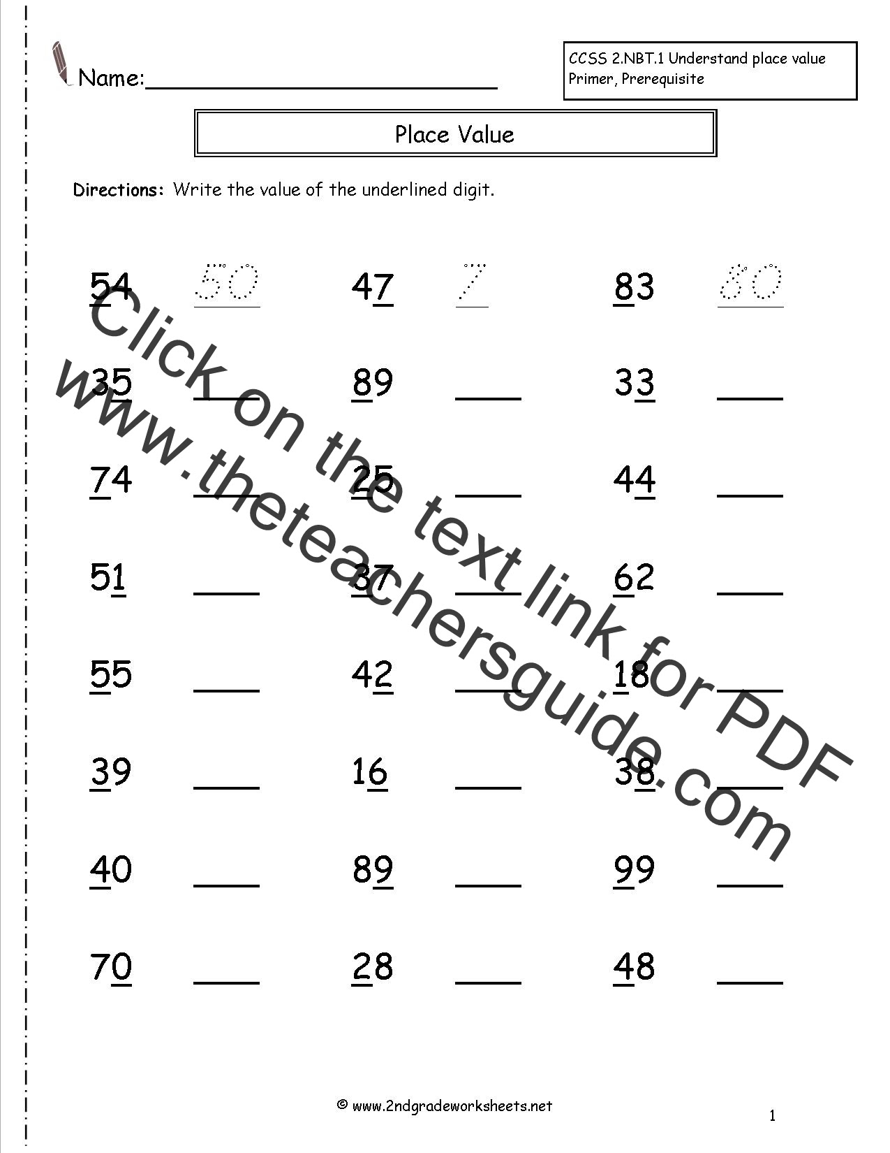 Second Grade Place Value Worksheets