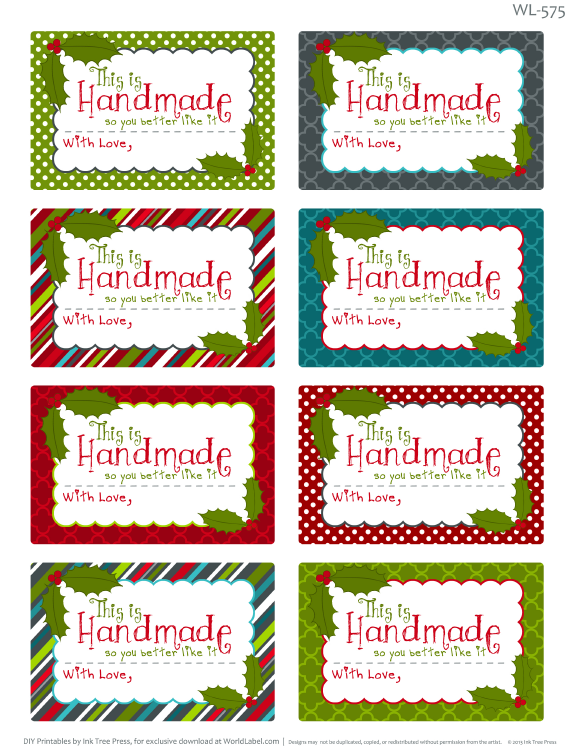Printable Christmas Labels for Homemade Baking 