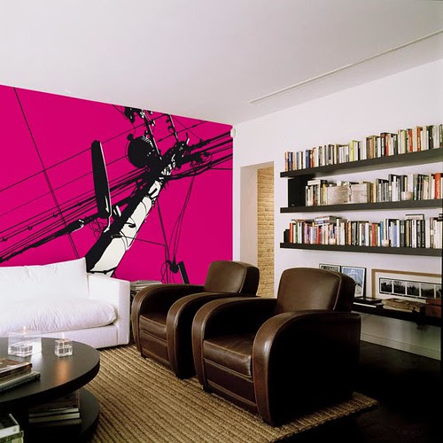wallpaper interior. modern interior wallpaper pink