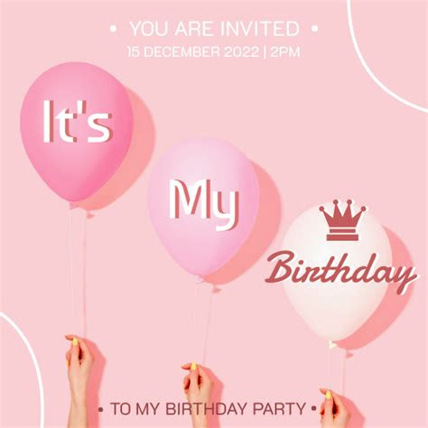  girly pink its my birthday invitation template