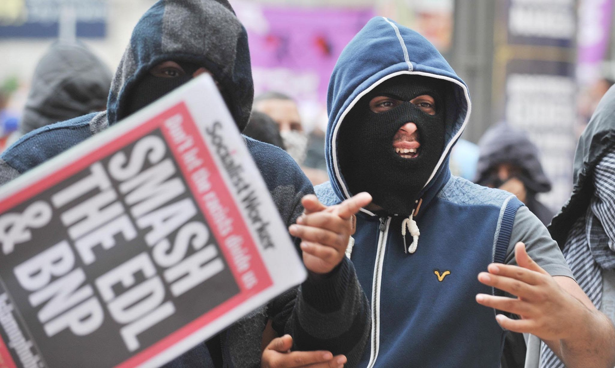 Unite Against Fascism supporters at the same Birmingham demonstration shown above