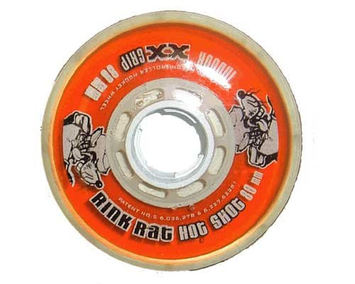 Rink Rat Hot Shot Indoor XX Grip White and Orange 72mm Inline Wheel