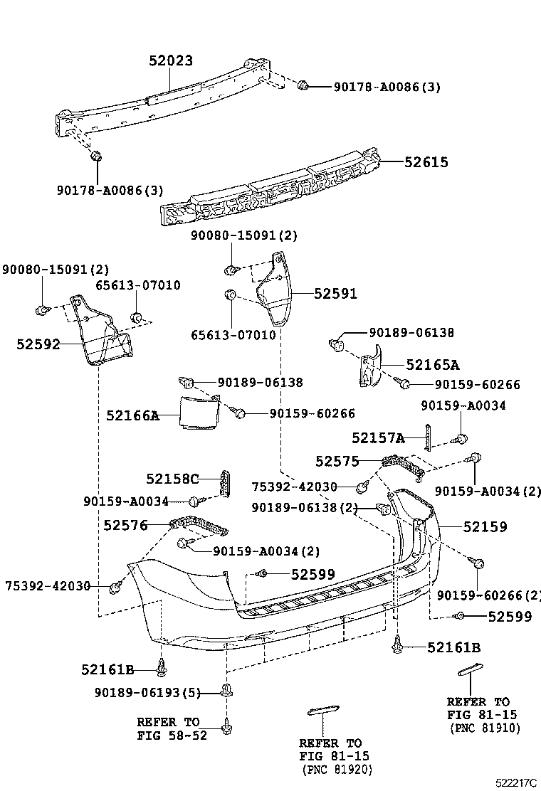 TOYOTA SIENNAASL30L-PFTEKK - BODY - REAR BUMPER BUMPER STAY ...