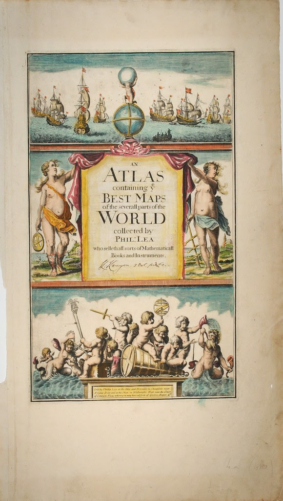 nautical-themed, triple-vertical-divided atlas title  page