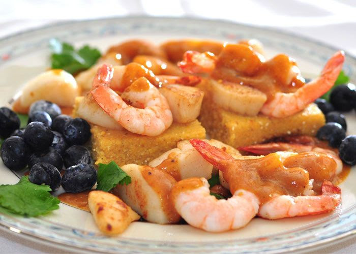 shrimp and scallops with polenta
