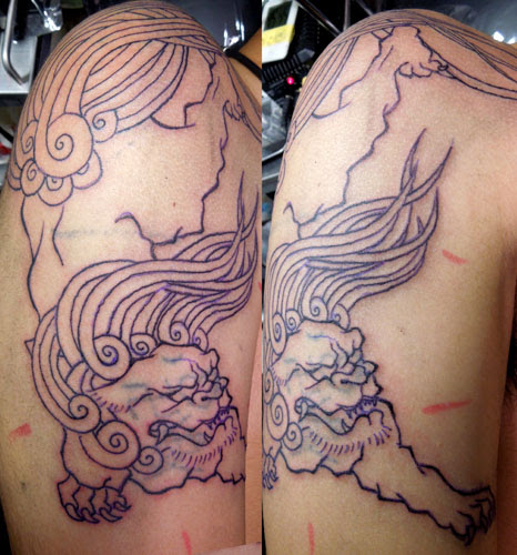 唐獅子 狛犬の刺青 千葉 船橋タトゥースタジオ Aosuke Tattoo