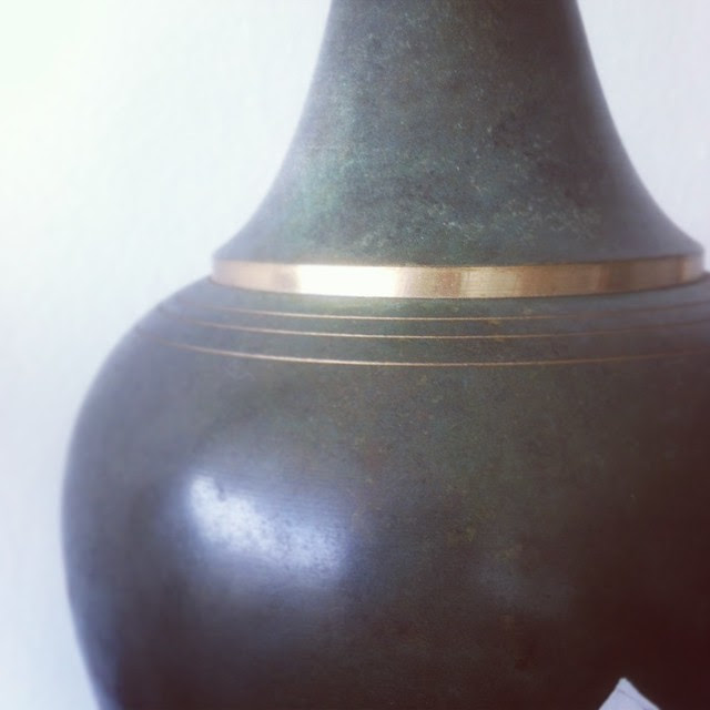 Pair Carl Sorensen Patinated Bronze Lamps