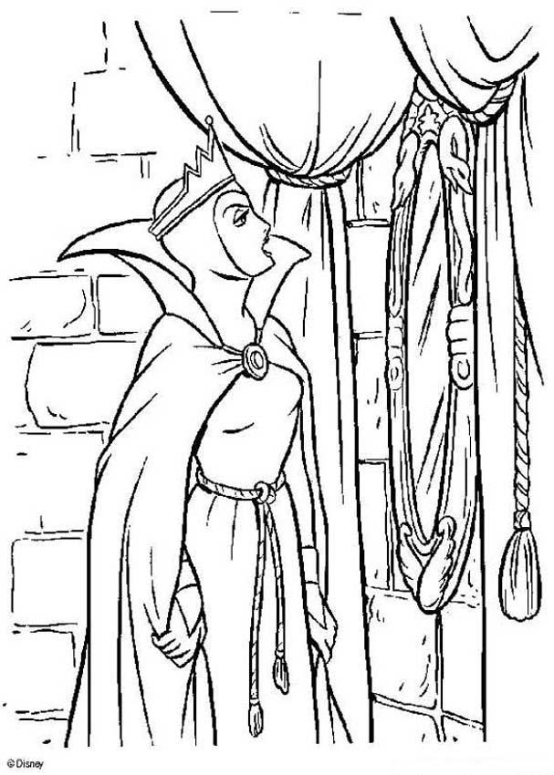 Witch and the magic mirror coloring pages - Hellokids.com