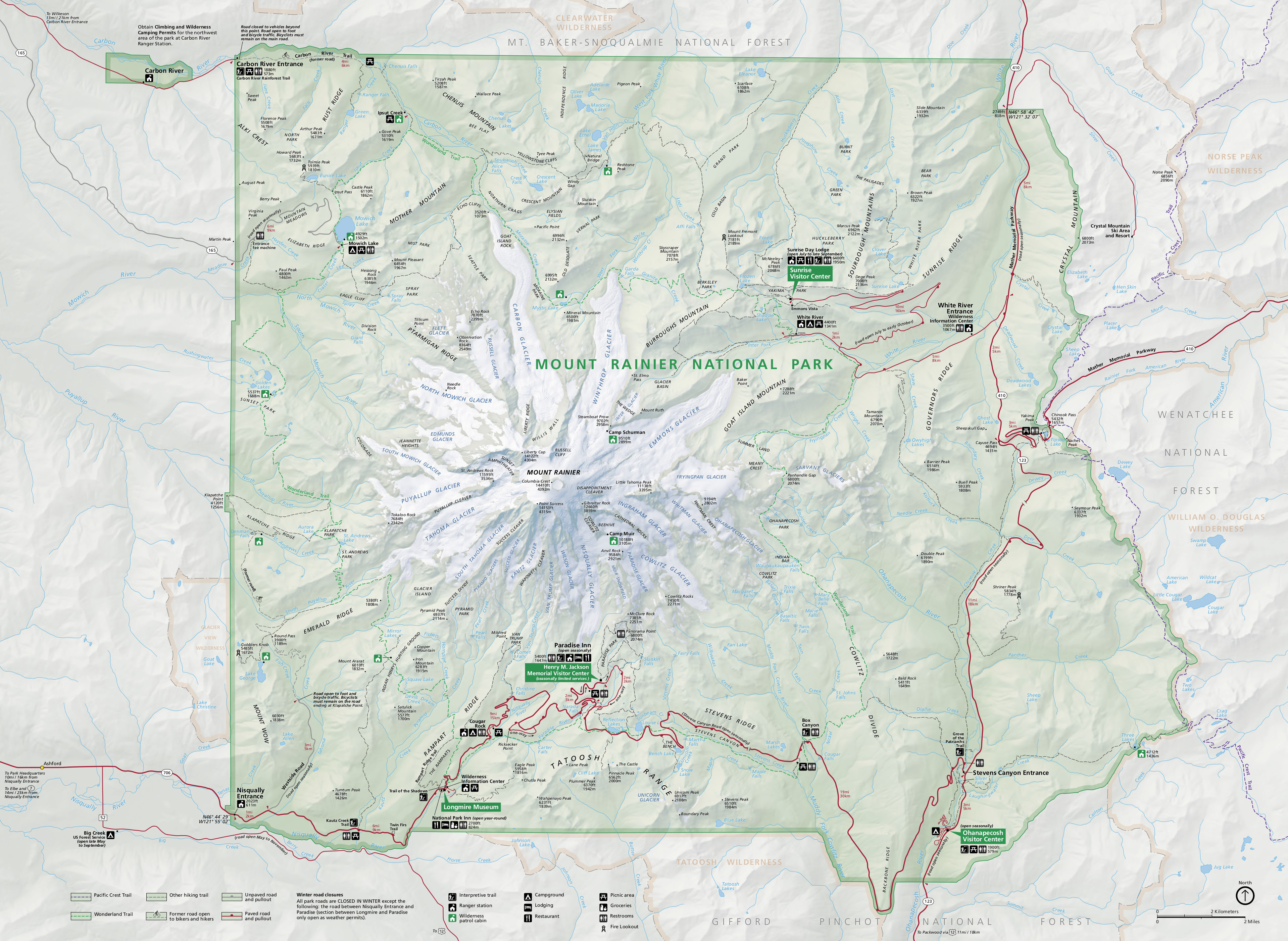 Mt Rainier National Park Map Pdf Mount Rainier Maps | NPMaps.  just free maps, period.