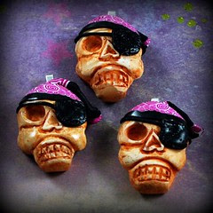 Pirate Skull Pendants in magenta