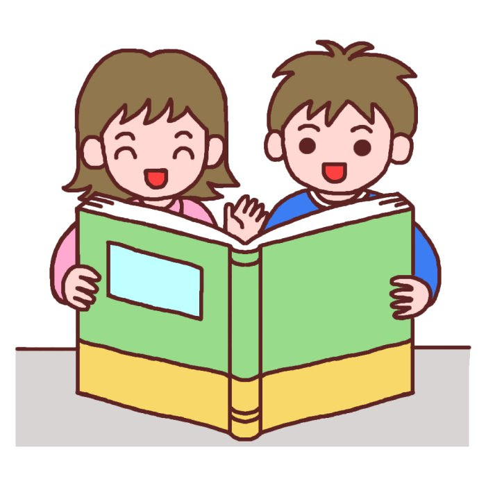 仲良し読書 カラー 読書週間のイラスト1 秋の季節 行事 学校 小学校 中学校 のイラスト