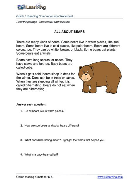  amazing reading comprehension worksheet for grade 1 pdf literacy