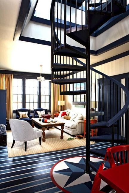 Modern Interior Decorating with Blue Stripes and Nautical ...