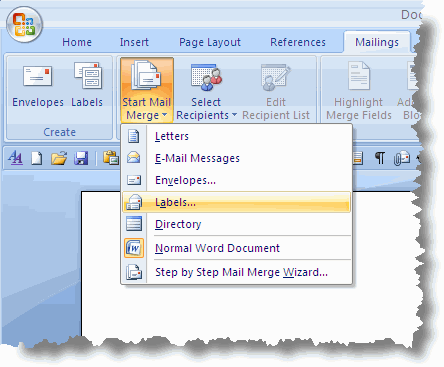 Mail merge labels with Microsoft Office