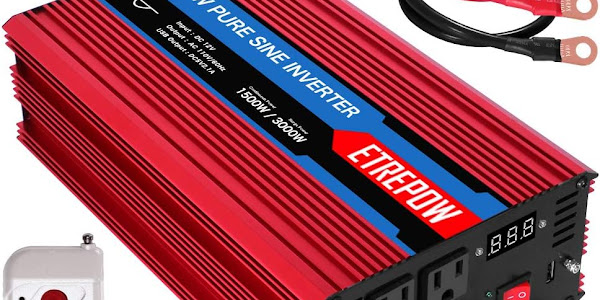 ETREPOW 1500 Watt/3000 Watt Pure Sine Wave Power Inverter 12V DC to 110V /120V AC Power Converter Wireless Remote Control-Off-Grid Inverter for Outdoor ,Home,Camping, RV,Truck,Car