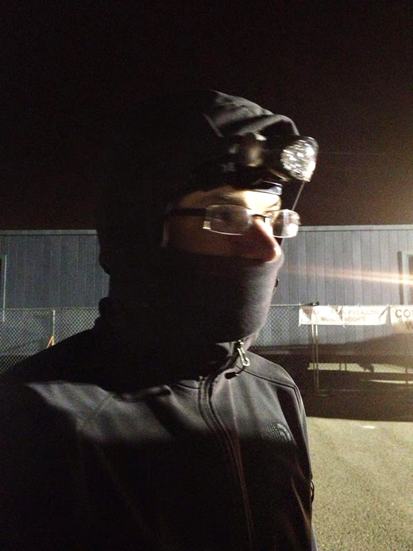 {The supportive Hubby waiting in line at the anitque faire with me at 5:45 AM.  It was dark and freezing cold that morning!}